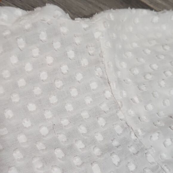 White Golden Yellow Embroidered Flutter Sleeve Tie Waist 100% Cotton Blouse - Picture 5 of 8